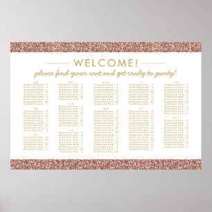 Rose Gold Glitzer Große Alphabetische Sitzkarte Poster