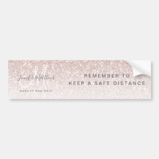 Rose Gold Glitzer Haarsalon COVID Soziale Distanz Autoaufkleber