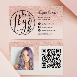 Rose Gold Glitzer Haarschminke Foto Logo qr Visitenkarte