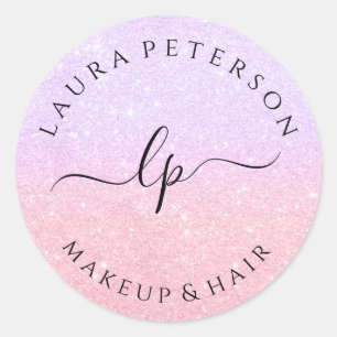 Rose gold Glitzer handgeschriebene Skriptkalligraf Runder Aufkleber