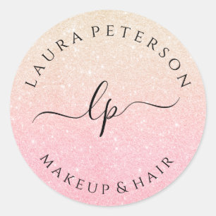 Rose gold Glitzer handgeschriebene Skriptkalligraf Runder Aufkleber