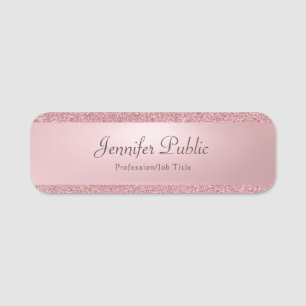 Rose Gold Glitzer Handgeschriebener Skriptname Ele Namensschild