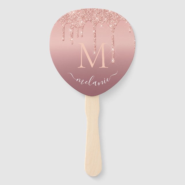 Rose Gold Glitzer Handlüfter für benutzerdefiniert Fächer (Rückseite)