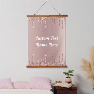 Rose Gold Glitzer-hängende Tapisserie und benutzer Wandteppich Mit Holzrahmen