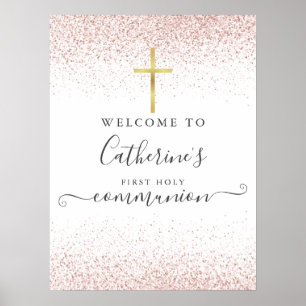 Rose Gold Glitzer Heilige Kommune Begrüßungszeiche Poster
