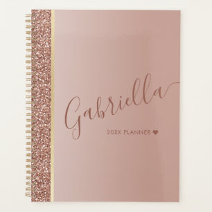 Rose Gold Glitzer Herz Personalisiert 2025 Planer