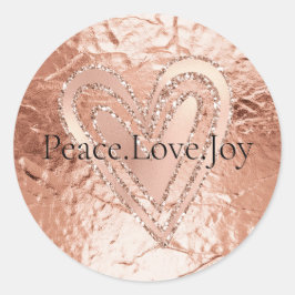 Rose Gold Glitzer Herzenslust Liebe Joziffer Runder Aufkleber