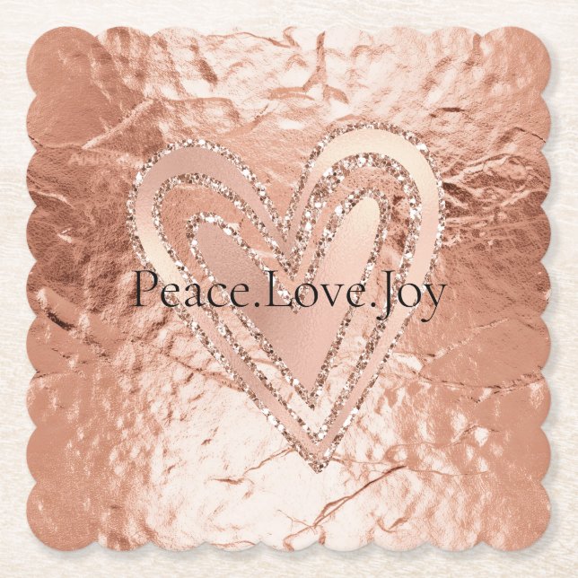 Rose Gold Glitzer Herzenslust Liebe Joziffer Untersetzer (Vorderseite)