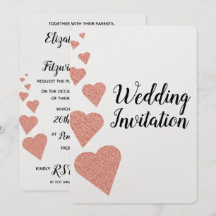 Rose Gold Glitzer Herzstück Hochzeit Einladung