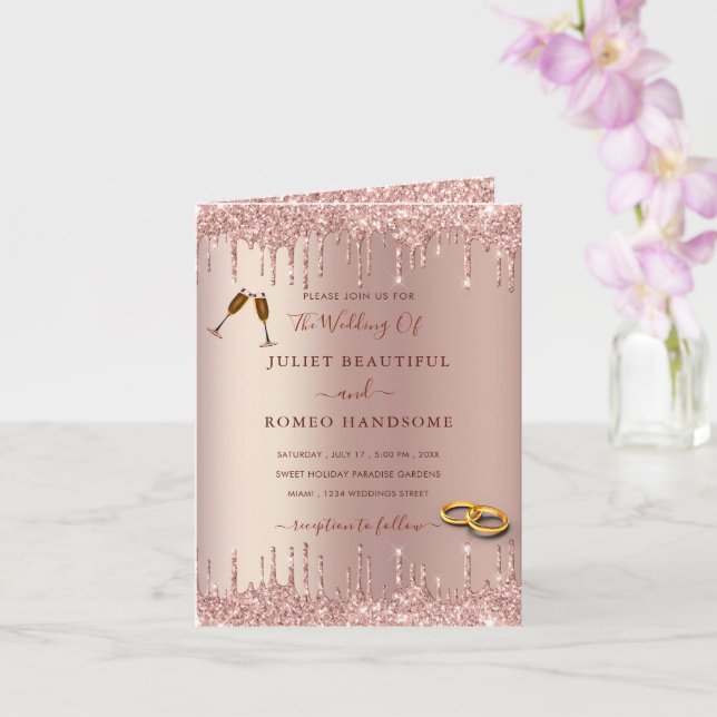 Rose Gold Glitzer Hochzeitsbeispiel Karte (Orchidee)