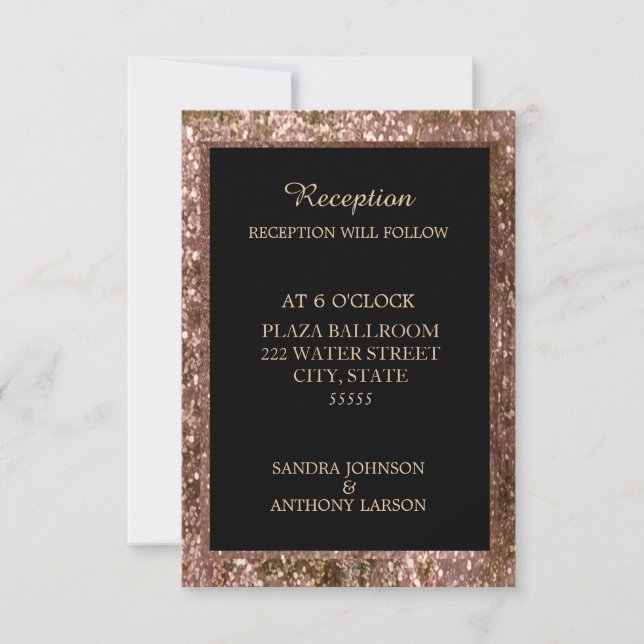 Rose Gold Glitzer Hochzeitskarte Einladung (Vorderseite)