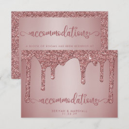 Rose Gold Glitzer Hochzeitsunterkünfte Begleitkarte