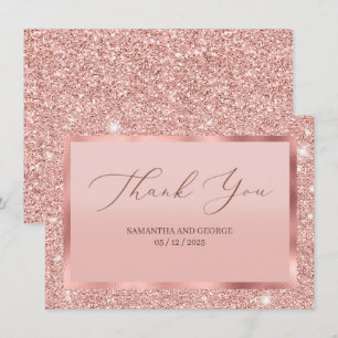 Rose Gold Glitzer Hochzeitswohnung Dankeschön Kart Dankeskarte
