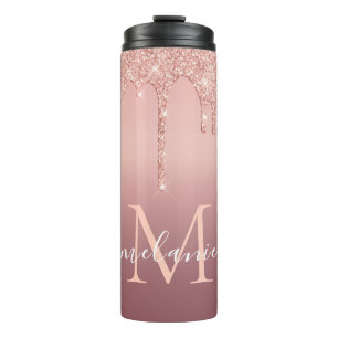 Rose Gold Glitzer Ihr Buchstabenname Wärmeleiter Thermosbecher
