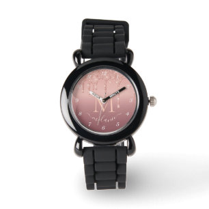 Rose Gold Glitzer Individuelle Name Letter Watch Armbanduhr
