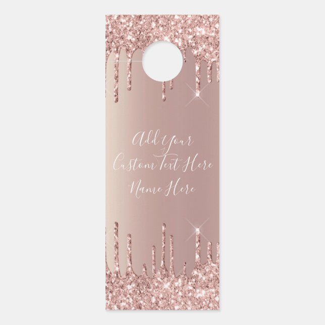 Rose Gold Glitzer Individuelle Name Texttür Gefahr Türanhänger (Vorderseite)