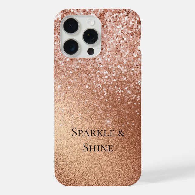 Rose Gold Glitzer iPhone 15 Pro Max Hülle (Rückseite)