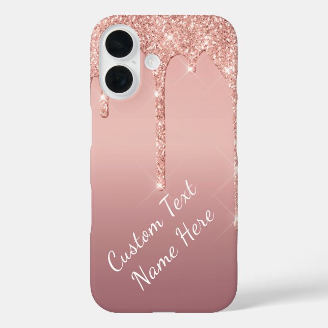 Rose Gold Glitzer iPhone Case - benutzerdefinierte (Rückseite)