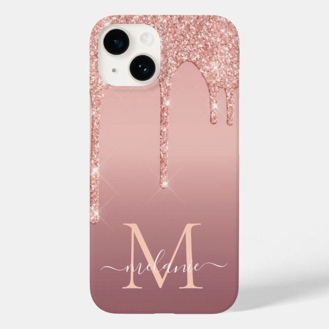 Rose Gold Glitzer iPhone Case Individuelle Name Le (Rückseite)