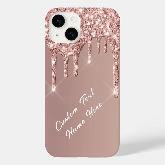Rose Gold Glitzer iPhone Case mit benutzerdefinier (Rückseite)