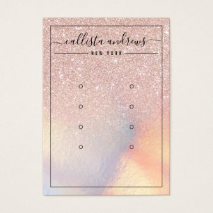 Rose Gold Glitzer Iridescent Earrings Display Card