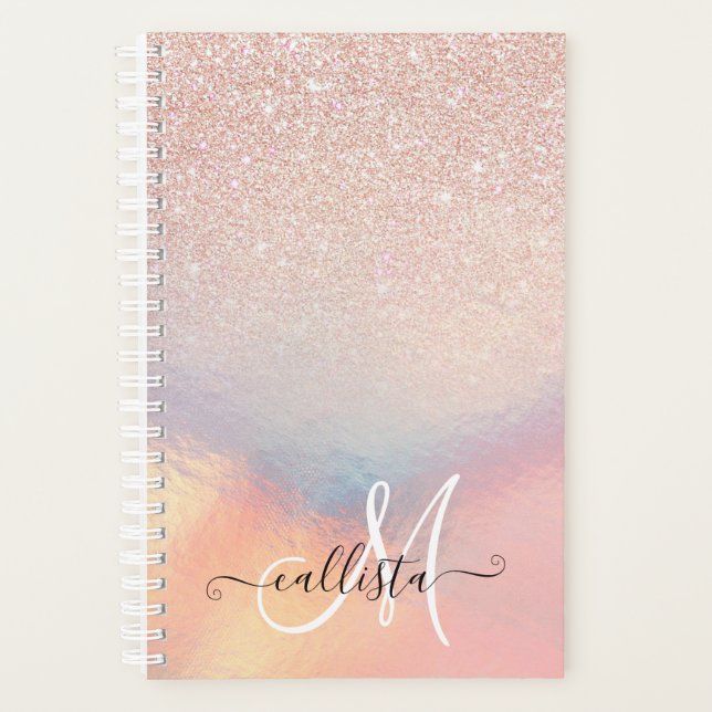 Rose Gold Glitzer Iridescent Holographic Gradient Planer (Vorderseite)