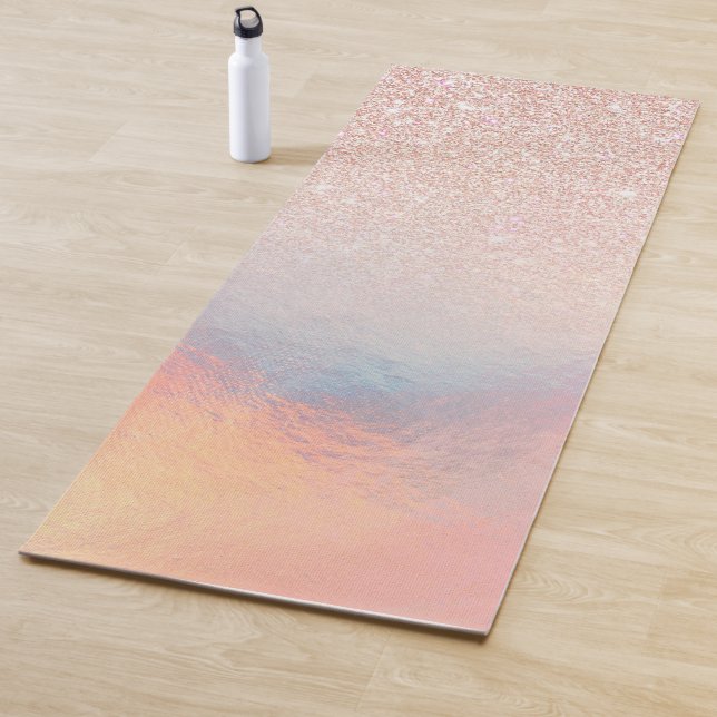 Rose Gold Glitzer Iridescent Holographic Gradient Yogamatte (Beispiel)