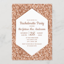 Rose Gold Glitzer Junggeselinnen-Abschied Einladun