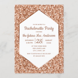 Rose Gold Glitzer Junggeselinnen-Abschied Einladun Einladung