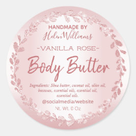 Rose Gold Glitzer Karosseriebriefe Runder Aufkleber