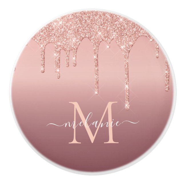 Rose Gold Glitzer Keramik für benutzerdefinierte B Keramikknauf (Vorderseite)
