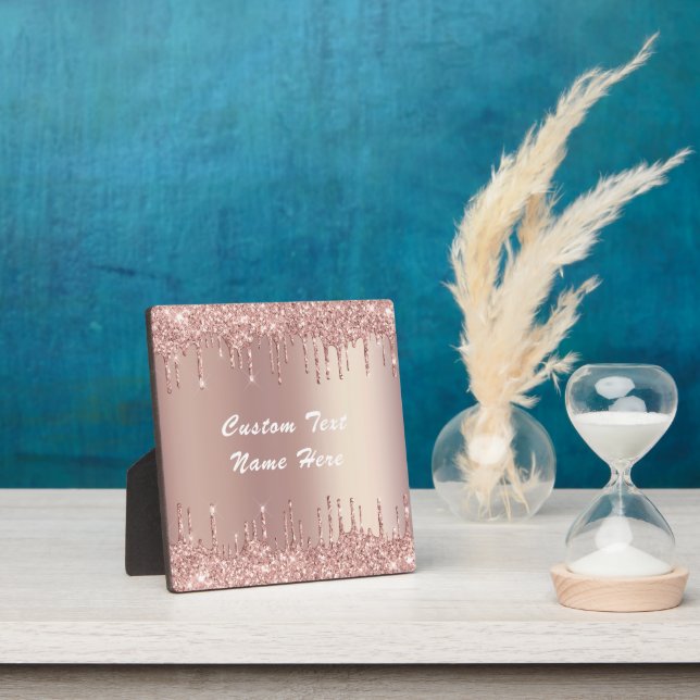 Rose Gold Glitzer Klarer benutzerdefinierter Text  Fotoplatte (InSitu)