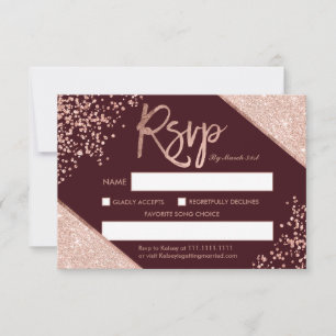 Rose Gold Glitzer Konfetti Bordeaux uAwg Hochzeit Einladung