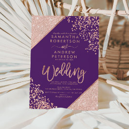 Rose Gold Glitzer Konfetti lila Hochzeit Einladung
