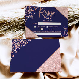 Rose Gold Glitzer Konfetti Marinebräu uAwg Hochzei RSVP Karte