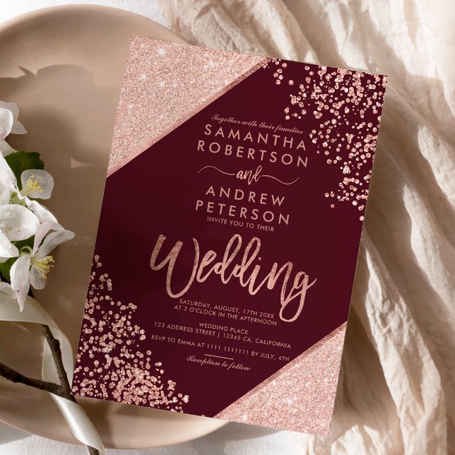 Rose Gold Glitzer Konfetti Rotes Budget Hochzeit (Rose gold glitter confetti red budget wedding)