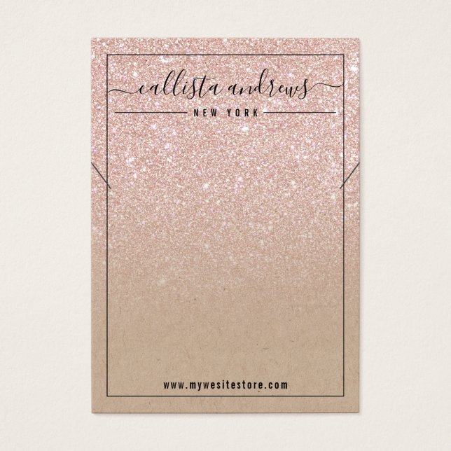 Rose Gold Glitzer Kraft-Netzwerkkarte (Vorderseite)