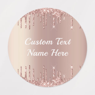 Rose Gold Glitzer Labels mit benutzerdefiniertem T Etiketten