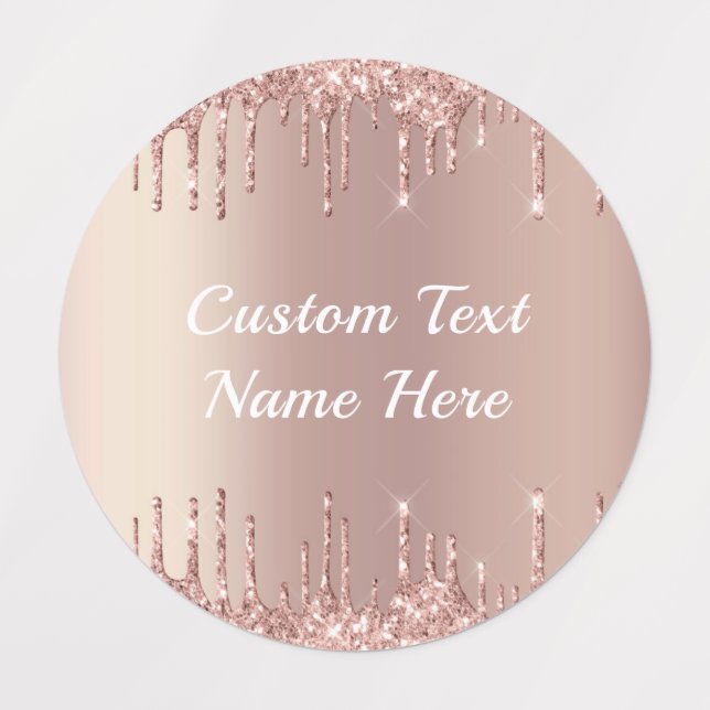 Rose Gold Glitzer Labels mit benutzerdefiniertem T Etiketten (Design 3)