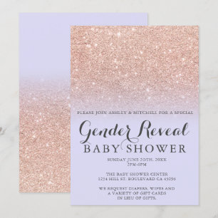 Rose Gold Glitzer Lavendel Geschlecht offenbaren B Einladung