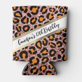Rose Gold Glitzer Leopard Girly Cheetah Geburtstag Dosenkühler