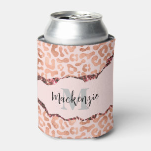 Rose Gold Glitzer Leopard Print Dosenkühler