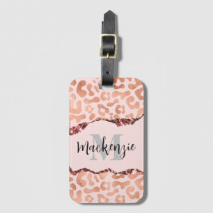 Rose Gold Glitzer Leopard Print Gepäckanhänger