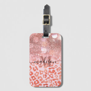 Rose Gold Glitzer Leopard Print Gepäckanhänger