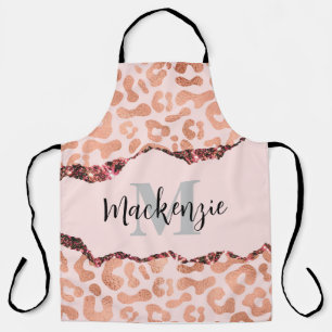 Rose Gold Glitzer Leopard Print Schürze