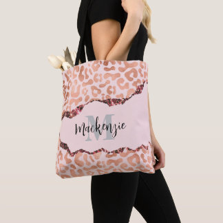 Rose Gold Glitzer Leopard Print Tasche