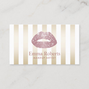 Rose Gold Glitzer Lifte Goldenen Streifen Visitenkarte