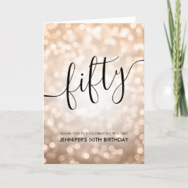 Rose Gold Glitzer Lights 50. Geburtstag Vielen Dan Dankeskarte