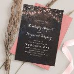 Rose Gold Glitzer Lights | Rustikale Hochzeit Einladung<br><div class="desc">Rose goldene Reihe von Lichtern und Abend Natur Szene rustikale Land Hochzeit Einladungen.</div>