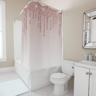 Rose Gold Glitzer Liquid Tropfen Duschvorhang
